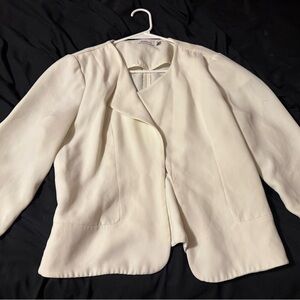 JustFab Cream Women's Blazer with Zip Detail
